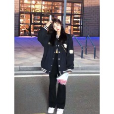批发原宿风<b class='q'>棒球</b>服女春秋薄款2026年新款韩版vintage复古美式宽松外套
