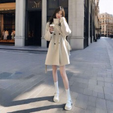 批发高级秋冬毛呢外套2026新款小个子<b class='q'>韩版</b>系带立领呢子大衣气质