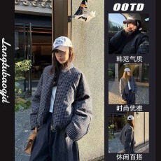 批发格纹学院风轻薄保暖<b class='q'>短款</b>棉服女装2026年冬季新款小个子通勤风外套