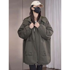 批发休闲百搭洗水棉工装糕糕毛外套女<b class='q'>冬</b>季厚实保暖加绒加厚风衣棉衣女