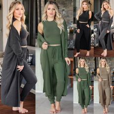 批发2025速卖通跨境新款时尚三套<b class='q'>装</b>女士修身<b class='q'>气质</b>背心长<b class='q'>裤</b>运动套<b class='q'>装</b><b class='q'>裤</b>