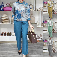 批发2025东南亚春<b class='q'>夏</b>季跨境新款两件套女定位印大码女装宽松时尚套装女