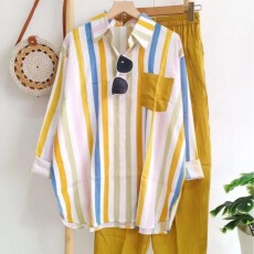 批发套装女2025<b class='q'>夏</b>季新款时尚宽松显瘦舒适休闲条纹俩件套