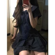 批发夏季新款韩系甜美小个子穿搭气质修身显瘦小众简约设计感连衣裙女