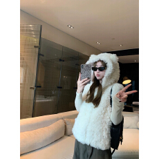 批发原版加厚夹棉 有内里 马甲连帽外套女2025冬季新款羊羔毛