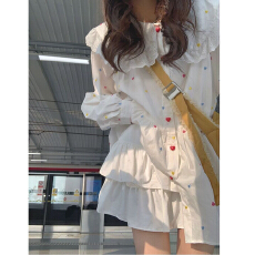 批发甜美娃娃<b class='q'>连衣裙</b>可爱设计宽松夏季新款减龄印花<b class='q'>长袖</b>显瘦短