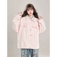 批发原版面料+双层内里 <b class='q'>秋</b>季设计感彩色扣宽松百搭夹克上衣新