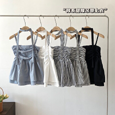 批发甜辣一字领露锁骨<b class='q'>娃娃</b>背心女2026年夏季新款韩版百搭<b class='q'>裙</b>摆吊带上衣