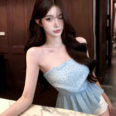 批发法式绝美小上衣减龄修身收腰甜辣妹纯欲性感抹胸背心女202
