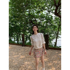 批发法式白色气质泡泡袖<b class='q'>衬衫</b>女<b class='q'>夏季</b>超好看修身显瘦七分袖上衣