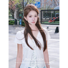 批发法式碎花短袖<b class='q'>衬衫</b>女<b class='q'>夏季</b>海边绑带假两件小衫甜美上衣