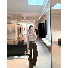 批发设计感后背镂空T恤蕾丝挂脖吊带<b class='q'>女</b>秋季时尚套装直筒休闲裤