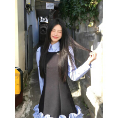 批发法式学院风假两件连衣裙胖MM<b class='q'>大码</b>女装春季新款短裙设计感撞色裙子