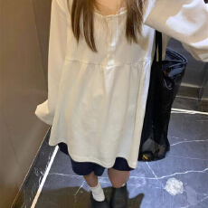 批发韩系甜美少女感<b class='q'>蕾丝</b>花边<b class='q'>连衣裙</b>女春秋宽松慵懒独特漂亮长袖娃娃裙