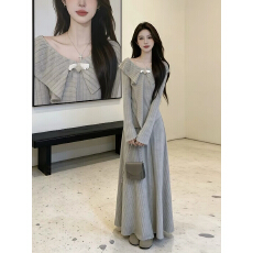 批发韩系气质温柔风设计感<b class='q'>不规则</b>V领上衣女显瘦高腰半身长裙两件套装