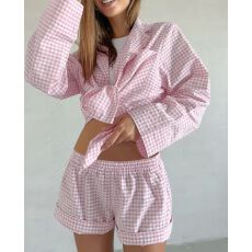 批发2026亚马逊速卖通跨境春秋季休闲开衫两件套大码宽松<b class='q'>格子</b><b class='q'>套装</b>女