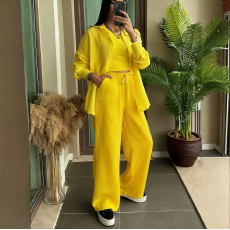 批发已出货 宽松休闲套装外贸批发2026wish欧美跨境两件套阔腿长裤