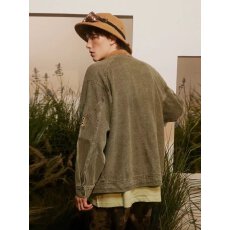 批发美式复古机车立领刺绣水洗牛仔夹克男女春秋国潮街头<b class='q'>嘻哈</b>上衣外套
