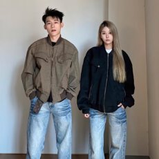 批发春秋灯芯绒棒球领外套男做旧休闲潮牌美式高街<b class='q'>日系</b><b class='q'>复古</b>青少年夹克