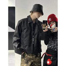 批发百搭新款潮流美式<b class='q'>复古</b>PU皮衣外套简约流行原宿慵懒文艺ins<b class='q'>日系</b>