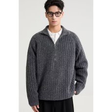 批发2025秋冬日系复古纯色<b class='q'>毛衣</b>半拉链高领针织衫<b class='q'>毛衣</b>打底上衣男