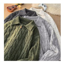 时尚新款ins麻花半拉链毛衣日系流行气质百搭潮流文艺简约慵懒