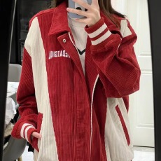 批发<b class='q'>日系</b><b class='q'>复古</b>拼色灯芯绒夹克女2025秋季户外休闲防风潮牌宽松情侣外套