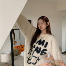 批发秋冬新款<b class='q'>日系</b><b class='q'>甜美</b>慵懒风毛衣女宽松长袖针织衫软糯上衣潮