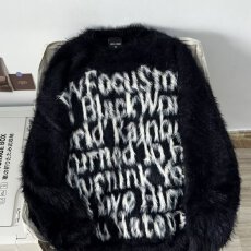 批发美式国潮字母提花圆领海马毛<b class='q'>情侣</b><b class='q'>毛衣</b>秋冬小众针织衫上衣