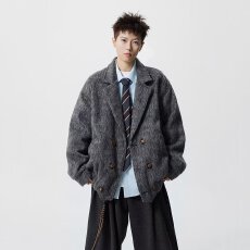 批发长毛水波纹羊毛西服<b class='q'>男</b>士冬季加厚款休闲毛呢子<b class='q'>西装</b>高级感外套<b class='q'>男</b>