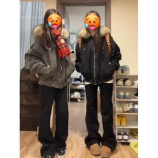 批发2025冬季国潮毛领连帽仿兔毛座山雕棉服cleanfit短宽棉衣派克服