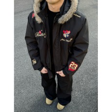 批发美式复古刺绣徽章座山雕棉衣外套男女冬季小众加厚保暖夹克