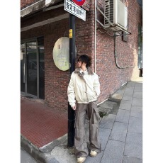 批发大毛领2025秋季新款<b class='q'>潮</b>酷保暖宽松短款毛领PU夹克外套秋冬棉服