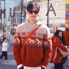 文艺圣诞毛衣外套男女情侣连帽潮牌秋冬费尔岛加厚针织衫新款潮流