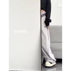 批发2026春夏新款真两件拆卸格子屁帘工装复古牛仔裤宽松显瘦阔腿裤<b class='q'>女</b>