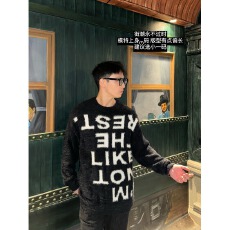 批发美式街头休闲风字母印花圆领毛衣男女秋冬季宽松舒适慵懒风针织衫