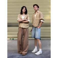 批发高端欧货洋气<b class='q'>衬衫</b>男纯色宽松长袖禁欲系假两件<b class='q'>衬衣</b>美式工装寸衫