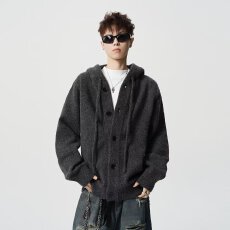 连帽毛衣开衫男女秋冬季韩系软糯宽松慵懒高级感针织衫外套上衣