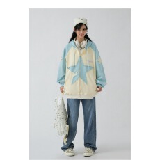 批发美式星星贴布小翅膀连帽<b class='q'>卫衣</b>女2026秋冬新款宽松百搭情侣<b class='q'>外套</b>帽衫