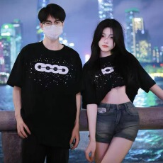 批发<b class='q'>潮流</b>地球提花毛巾绣短袖T恤新款简约百搭无***<b class='q'>时尚</b>日系文艺慵懒