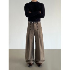 批发2026<b class='q'>春</b>季复古高级感直筒垂感西裤男潮牌宽松阔腿百搭休闲拖地长裤