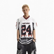 批发美式复古球衣短袖T恤男女装2026夏季新款宽松休闲运动百搭上衣