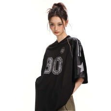 批发美式舒适网面涂鸦star徽章式2026橄榄球球衣宽松短袖<b class='q'>T</b><b class='q'>恤</b>