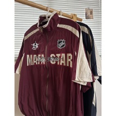 批发美式复古潮牌插肩立领短袖<b class='q'>衬衫</b><b class='q'>男</b>拉链机能风插肩情侣上衣