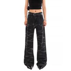 批发新款美式深海纹直筒牛仔<b class='q'>裤</b>女高腰宽松显瘦阔腿<b class='q'>裤</b>子百搭潮