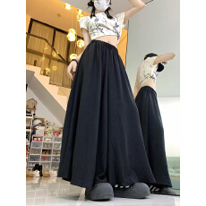 批发四色<b class='q'>冰</b><b class='q'>丝</b>皱+内衬白色裙裤女夏天小个子a字半身高腰垂感阔腿裤