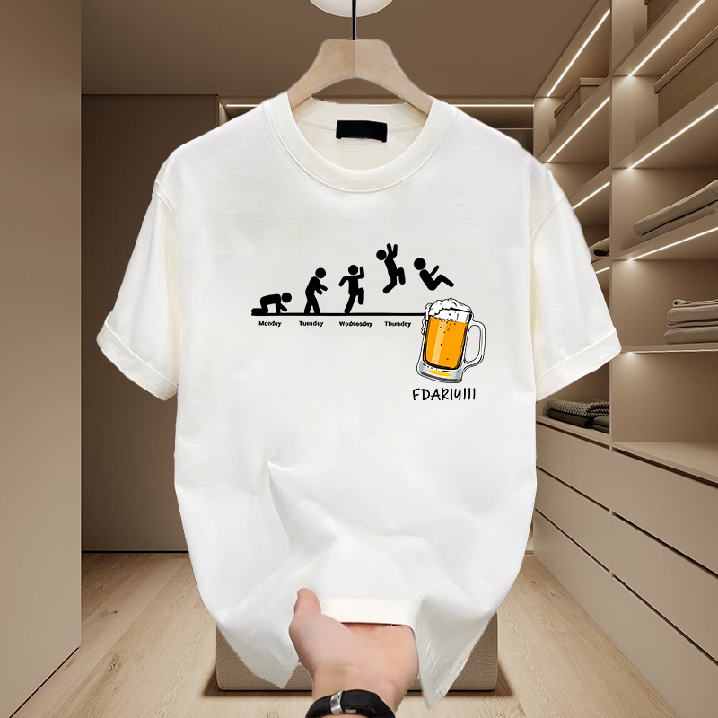 MY14746#纯棉300斤M-6XL宽松印花T恤夏新款字母落肩男女短袖