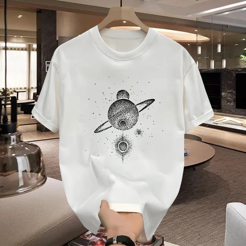 MY14747#纯棉300斤M-6XL宽松印花T恤夏新款字母落肩短袖女