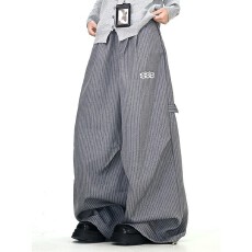 批发设计感宽松字母刺绣条纹<b class='q'>西裤</b>休闲裤<b class='q'>男</b>女B计划街头运动阔腿长裤