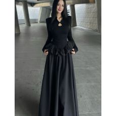 批发秋日巨好看的两件套2026新款新中式立领盘扣t恤女上衣收腰<b class='q'>蓬蓬</b>裙